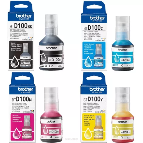 BROTHER tusz 3X BTD100 CMY + BTD100BK oryginalny CMYK 108 + 3x 48.8ml 4-pak