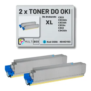 2-PAK Multibox Toner do OKI C833 C843 46443103 XL cyan zamiennik