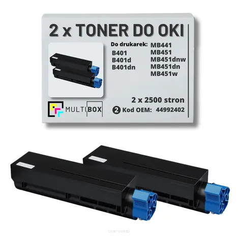 2-PAK Multibox Toner do OKI B401 MB441 MB451 44992402 zamiennik