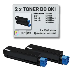 2-PAK Multibox Toner do OKI B401 MB441 MB451 44992402 zamiennik