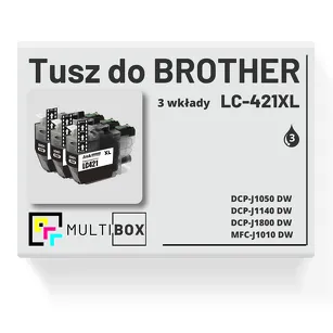 3-PAK Multibox Tusz do BROTHER LC421XLBK black zamiennik