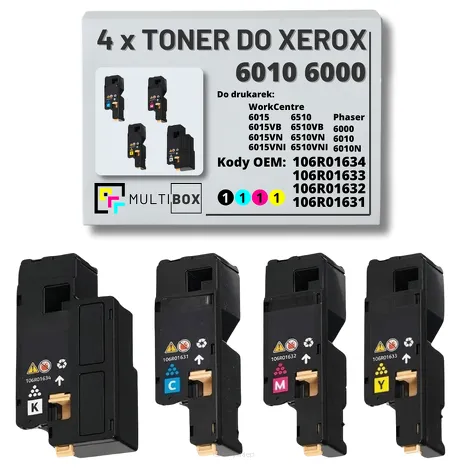 4-PAK Multibox Toner do XEROX 6010 6000 106R01634 106R01633 106R01632 106R01631 2.0K/3x1.0K CMYK zamiennik