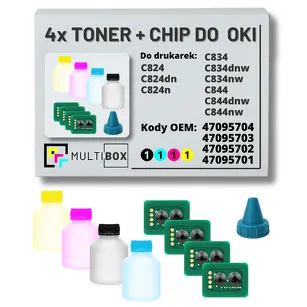 4-PAK Multibox Tonery + chipy do OKI C824 C834 C844 4x5,0K