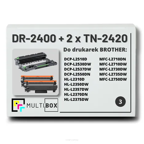 3-PAK Multibox 2x Toner + 1x Bęben do BROTHER TN2420 DR2400 zamiennik