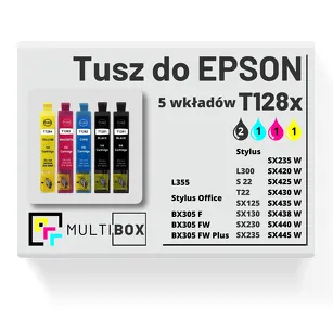 Tusz do EPSON T1281 T1282 T1283 T1284 5-pak cyan / magenta / yellow / black zamiennik Multibox