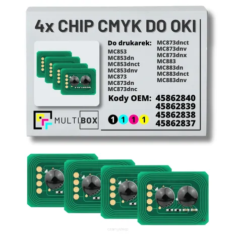 4-PAK Multibox zestaw Chipów CMYK do OKI MC853 MC873 MC883 7,0K/3x7,3K
