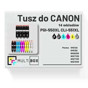14-PAK Multibox Tusz do CANON PGI550XL CLI551XL  black pigment / black / cyan / magenta / yellow / grey zamiennik