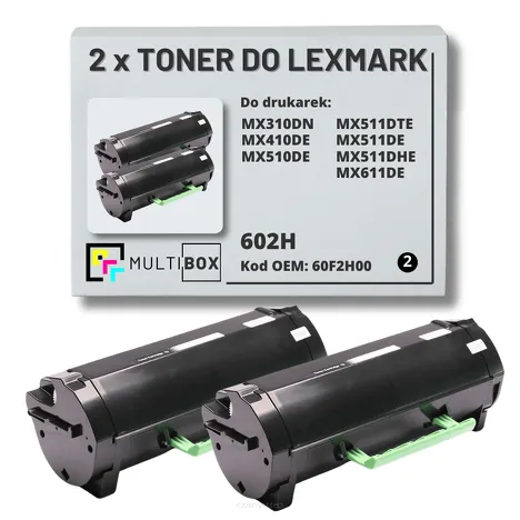 2-PAK Multibox Toner do LEXMARK MX310 MX410 MX510 602H 60F2H00 2x10.0K zamiennik