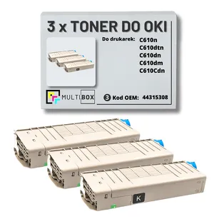 3-PAK Multibox Toner do OKI C610 44315308 black zamiennik