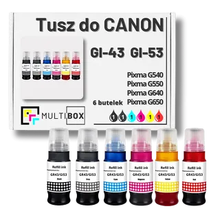 6-PAK Multibox Tusz do CANON GI43 GI53 black / grey / cyan / magenta / yellow / red zamiennik