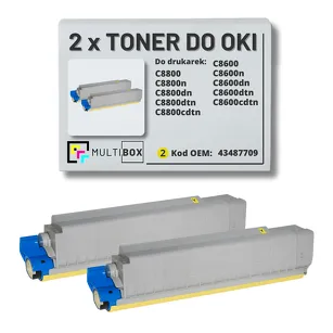 2-PAK Multibox Toner do OKI C8600 C8800 43487709 yellow zamiennik