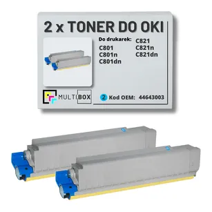 2-PAK Multibox Toner do OKI C801 C821 44643003 cyan zamiennik