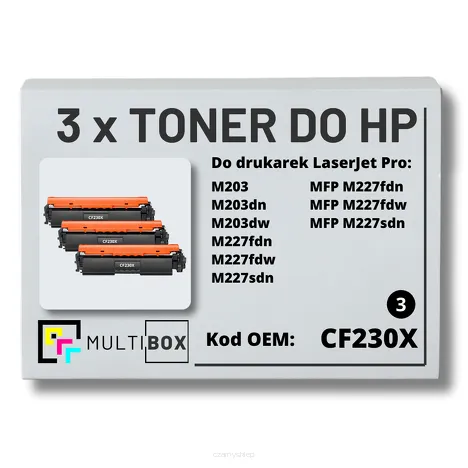 3-PAK Multibox Toner do HP CF230X 30X M203 M227 Zamiennik