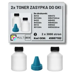 2-PAK Multibox Tonery zasypki do OKI B412 B432 B512 MB472 MB492 MB562 45807102 2x3,0K