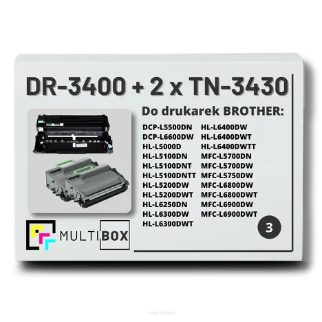 3-PAK Multibox 2x Toner + 1x Bęben do BROTHER TN3430 DR3400 zamiennik