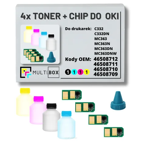 4-PAK Multibox Tonery + chipy do OKI C332 MC363 3,5K/3x3,0K