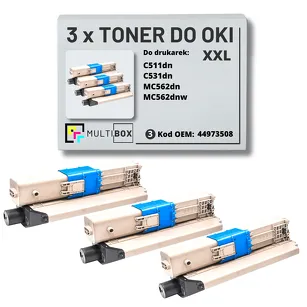 3-PAK Multibox Toner do OKI C511 MC562 44973508 XXL black zamiennik
