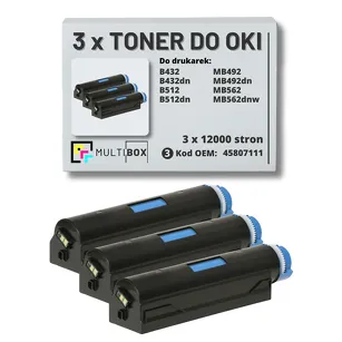 3-PAK Multibox Toner do OKI B432 B512 MB492 MB562 45807111  zamiennik