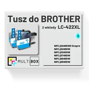 2-PAK Multibox Tusz do BROTHER LC422XLC cyan zamiennik