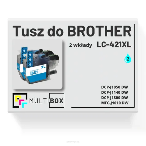 2-PAK Multibox Tusz do BROTHER LC421XLC cyan zamiennik