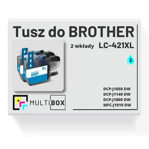 2-PAK Multibox Tusz do BROTHER LC421XLC cyan zamiennik