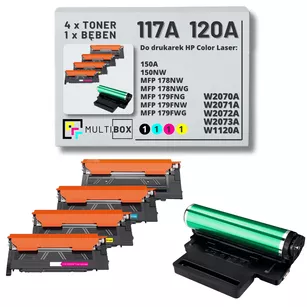 4x Toner + 1x Bęben do HP 117A 120A W1120A Color Laser 150 178 179 1.0K/0.7K/16.0K CMYK 5-pak Multibox zamiennik