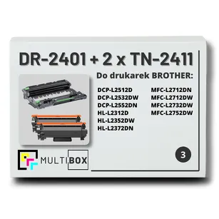 3-PAK Multibox 2x Toner + 1x Bęben do BROTHER TN2411 DR2401 zamiennik