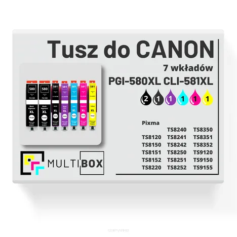 7-PAK Multibox Tusz do CANON PGI580XL CLI581XL black pigment / black / cyan / magenta / yellow / photo Blue zamiennik