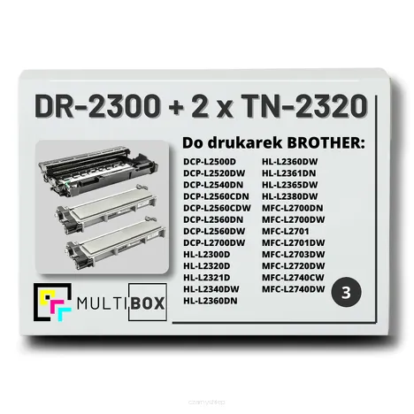 3-PAK Multibox 2x Toner + 1x Bęben do BROTHER TN2320 DR2300 zamiennik