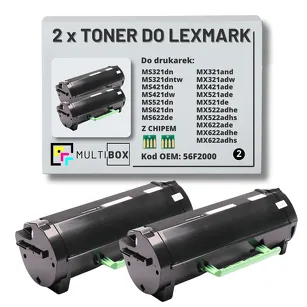 2-PAK Multibox Toner do LEXMARK MS321 MS421 MS521 MS621 MX321 MX421 MX521 56F2000 2x6.0K zamiennik