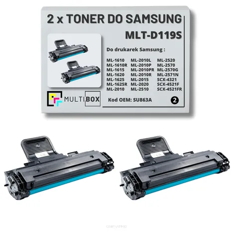 2-PAK Multibox Toner do SAMSUNG ML1610 ML2010 SCX4521 MLTD119S SU863A 2K Zamiennik