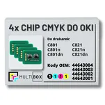 4-PAK Multibox zestaw Chipów CMYK do OKI C801 C821 4x7,0K - 2