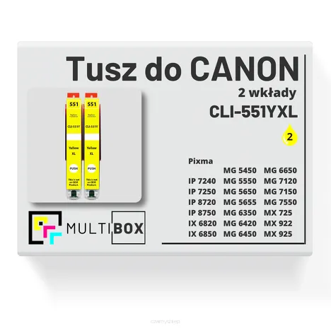 2-PAK Multibox Tusz do CANON CLI551YXL yellow zamiennik