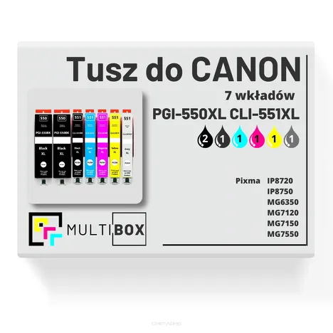 7-PAK Multibox Tusz do CANON PGI550XL CLI551XL black pigment / black / cyan / magenta / yellow / grey zamiennik