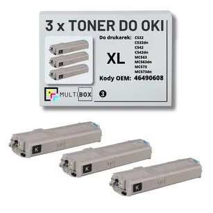 3-PAK Multibox Toner do OKI C532 MC563 46490608 XL black zamiennik