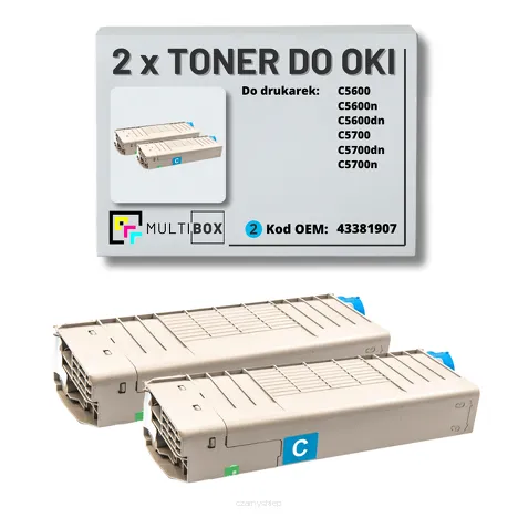 2-PAK Multibox Toner do OKI C5600 C5700 43381907 cyan zamiennik