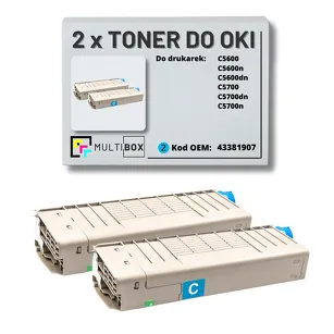 2-PAK Multibox Toner do OKI C5600 C5700 43381907 cyan zamiennik
