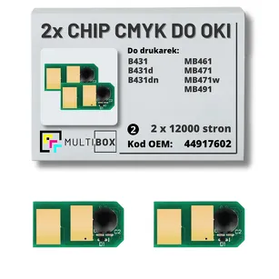 2-PAK Multibox zestaw Chipów do OKI B431 MB491 44917602 2x12,0K