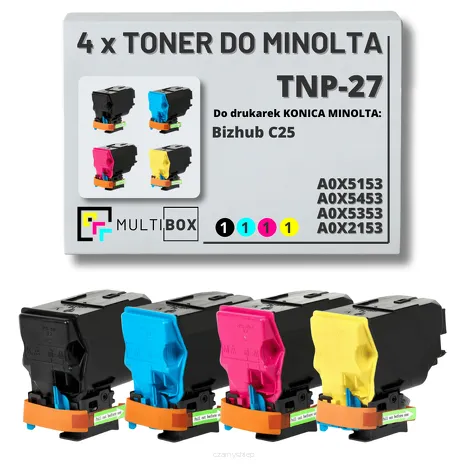 4-PAK Multibox Toner do KONICA MINOLTA TNP27 A0X5153 A0X5453 A0X5353 A0X2153 BIZHUB C25 5.2K/3x4.5K CMYK zamiennik