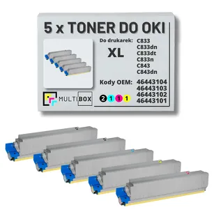5-PAK Multibox Toner do OKI C833 C843 XL black/cyan/magenta/yellow zamiennik