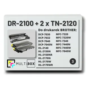 3-PAK Multibox 2x Toner + 1x Bęben do BROTHER TN2120 DR2100 zamiennik