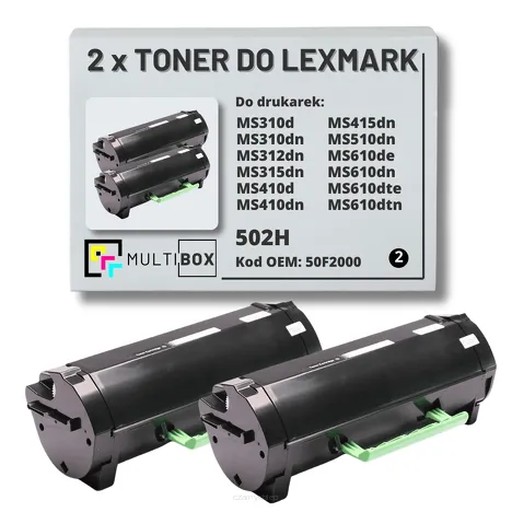 2-PAK Multibox Toner do LEXMARK MS310 MS410 MS510 502H 50F2H00 2x5.0K zamiennik