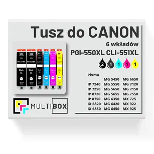 6-PAK Multibox tusz do CANON PGI550XL CLI551XL black pigment / black / cyan / magenta / yellow zamiennik