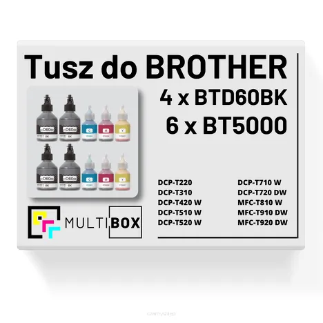 10-PAK Multibox Tusz do BROTHER BTD60BK + BT5000 CMY
