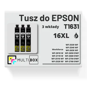 3-PAK Multibox Tusz do EPSON 16XL T1631 C13T16314010 black zamiennik