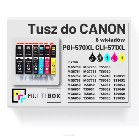 Tusz do CANON PGI570XL CLI571XL 6-pak black pigment / black / cyan / magenta / yellow zamiennik Multibox