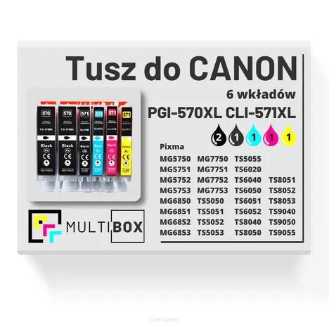 6-PAK Multibox tusz do CANON PGI570XL CLI571XL black pigment / black / cyan / magenta / yellow zamiennik