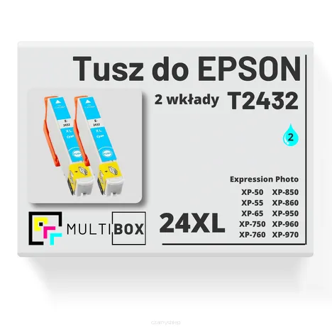 2-PAK Multibox Tusz do EPSON 24XL T2432 C13T24324010 cyan zamiennik