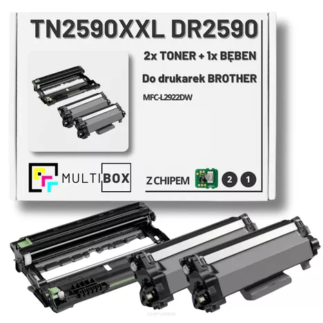 2x Toner do BROTHER TN2590XXL + 1x Bęben DR2590 3-pak Multibox zamiennik Z CHIPEM