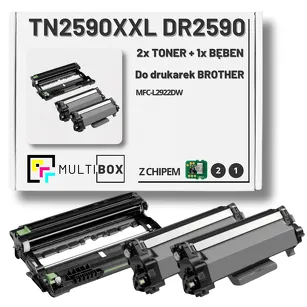 3-PAK Multibox 2x Toner + 1x Bęben do BROTHER TN2590XXL DR2590 zamiennik Z CHIPEM